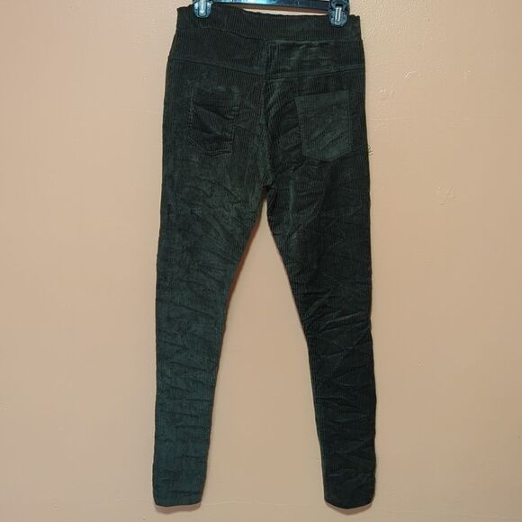 Venti6 Corduroy Stretch Deep Olive Green Drawstring Pockets Slim Pants XS - Picture 6 of 10